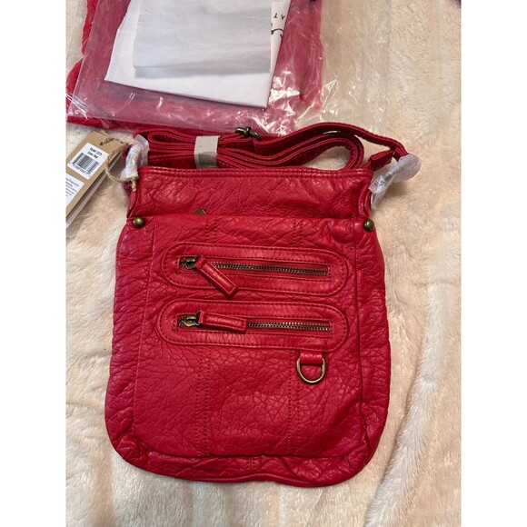 The Willa Crossbody Red Shoulder Travel Pouch With Large Polyester Scarf - Picture 1 of 5
